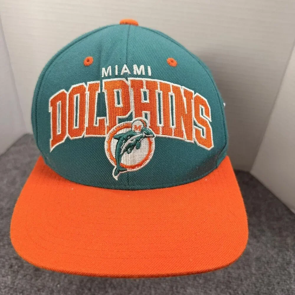 Vintage Miami Dolphins Hat Cap Snap Back One Size Green NFL Mitchell & Ness
